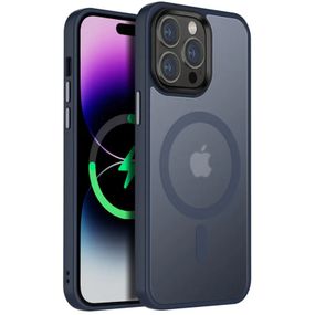 TPU+PC чохол Metal Buttons with MagSafe Colorful для Apple iPhone 13 Pro Max (6.7") Синій / Navy Blue
