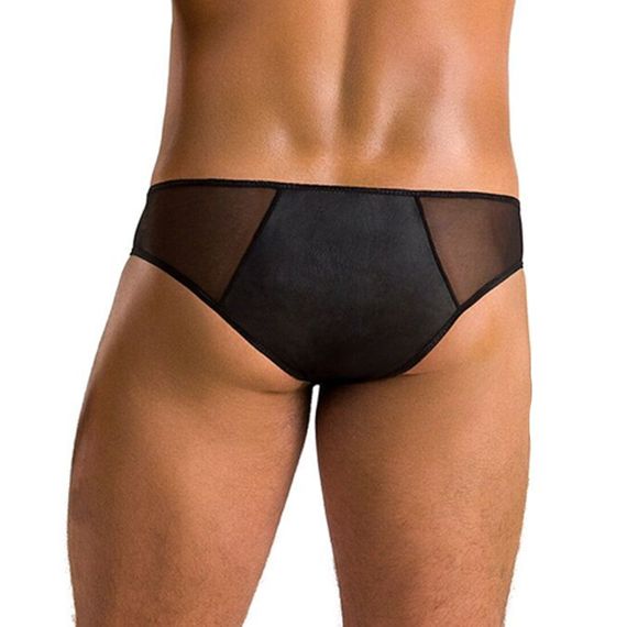 Чоловічі сліпи на блискавці Passion 042 SLIP TIMMY XXL/XXXL Black, екошкіра, сітка | Зображення 1