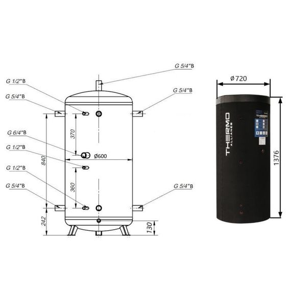 Теплоакумулятор Thermo Alliance TA-ТАМ-00 350 з ізоляцією 80 мм | Зображення 1