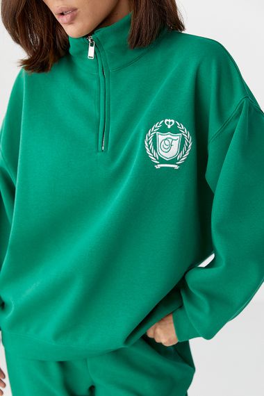 Бавовняний спортивний костюм із худі на блискавці - зелений цвет, ONE SIZE (є розміри) | Зображення 3