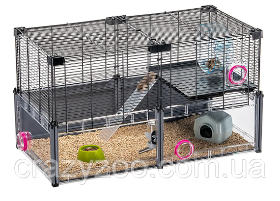 Модульна клітка для хом'яків та мишей Ferplast Multipla Hamster з аксесуарами чорна 72.5x37.5x42 см 57007217