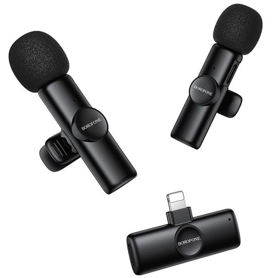 Петличный беспроводной микрофон Borofone BFK16A Winner dual-mic Type-C Black | Зображення 3