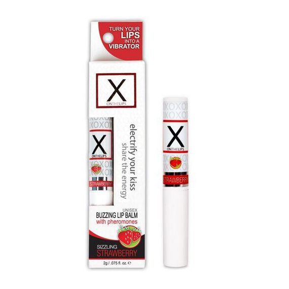 Стимулирующий бальзам для губ унисекс Sensuva – X on the Lips Strawberry с феромонами, клубника Sex Aura
