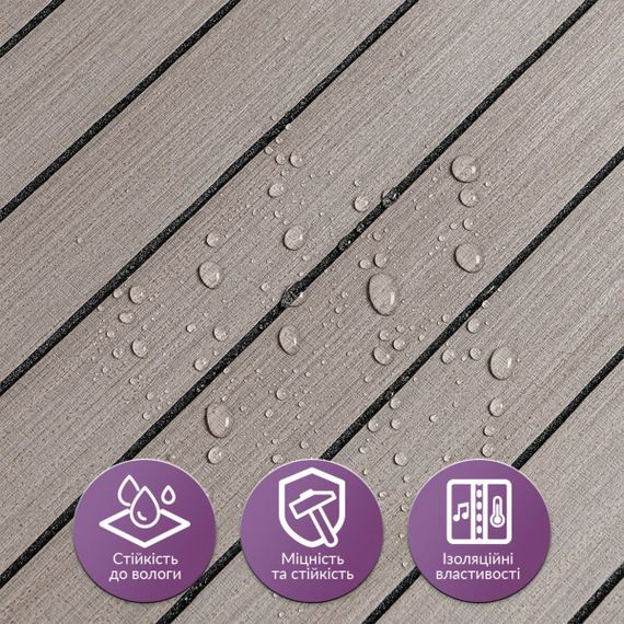 Покриття вінілове самоклеюче 3D рейки дуб мокко 600*600*2,8мм (D) SW-00002201 | Зображення 3