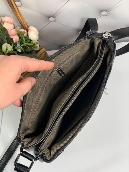 Сумка месенджер крос-боді на довгому ремінці через плече Чорна | Зображення 7