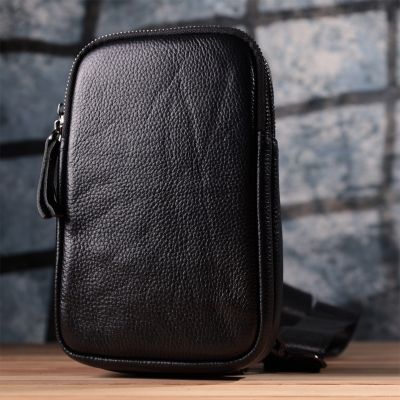Сумка Vintage Слінг для чоловіків з натуральної шкіри Чорна (sale_15105) | Зображення 4