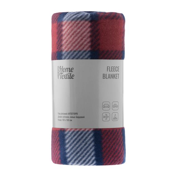 Плед Ardesto Fleece 130x160см, клітинка, синьо-бордовий (ART0719PB)