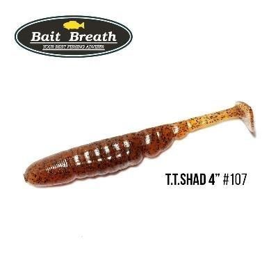 Силиконовая приманка, Съедобный силикон Bait Breath T.T.Shad 4" (6 шт) (S107 Pumpkin／Seed)