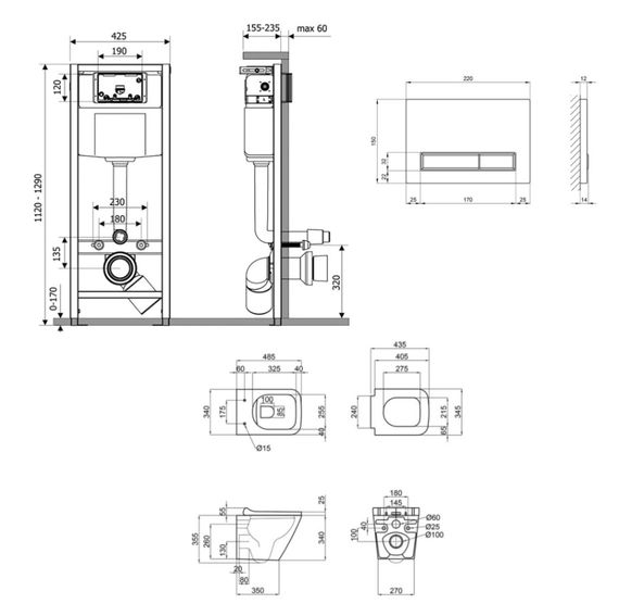 Набір Qtap Nest 4 в 1 підвісний унітаз Tern Ultra Quiet 490x365x325 + комплект інсталяції QT1733052EUQW45161 | Зображення 1