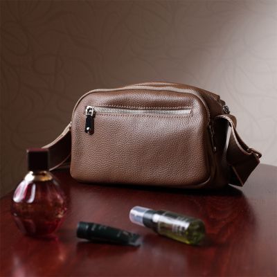 Сумка Vintage С двумя отделениями из натуральной кожи Коричневая (22596) | Зображення 6