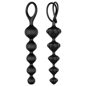 Набір анальних намистин Satisfyer Beads Black, силікон, макс. діаметр 3,3 см та 3,5 см Sex Aura