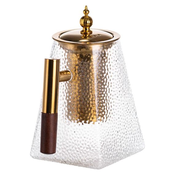 Чайник для заварювання скляний для чаю 1 л з металевою ручкою прозорий HP-34-36 | Зображення 2