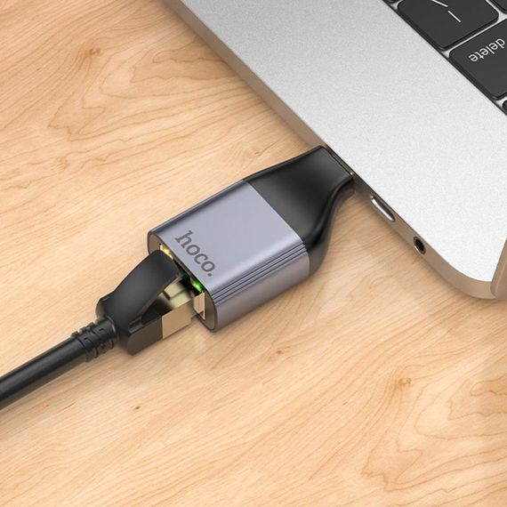 Переходник Hoco UA35 Type-C to RJ45 Metal grey | Зображення 4