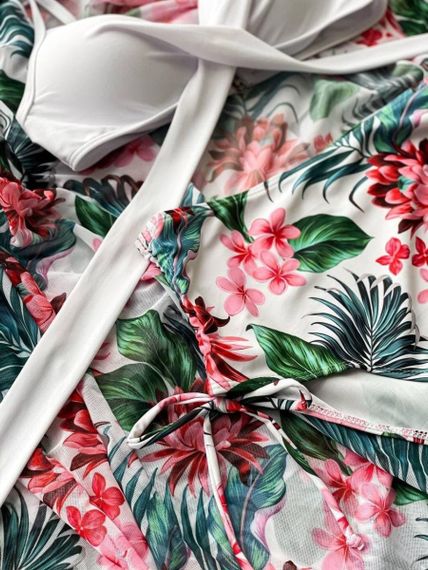 Роздільний білий купальник Plus Size з сформованою чашкою та тунікою в комплекті | Зображення 8