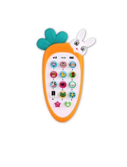 Телефон "Зайчик Звоня" 80650 WToys, на укр.языке, подсветка, сказки, песни, скороговорки, стихи, в коробке (6945717416567) Оранжевый