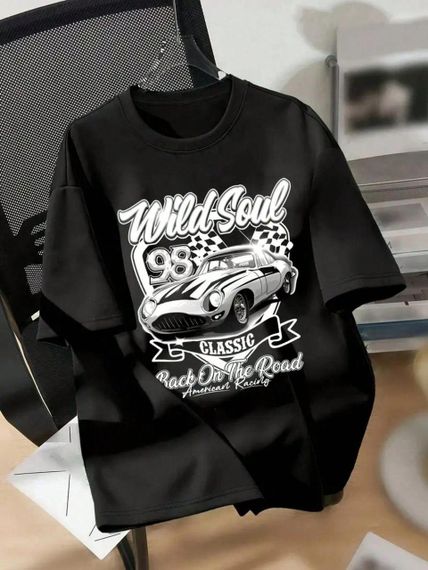 Футболка чоловіча з принтом повсякденна XL Чорний