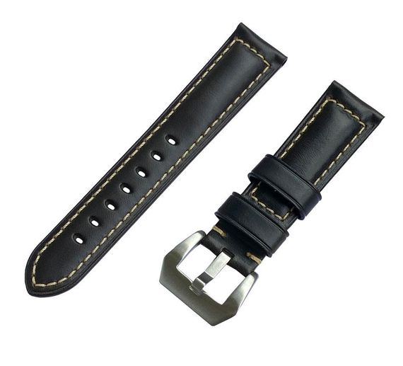 Кожаный ремешок Primolux F001 Steel buckle для часов Samsung Galaxy Watch 42 mm (SM-R810) - Black | Зображення 1