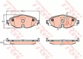Колодки гальмівні дискові AUDI/SKODA/VW Q3/Karoq/Passat/Tiguan F 12, TRW (GDB2143)