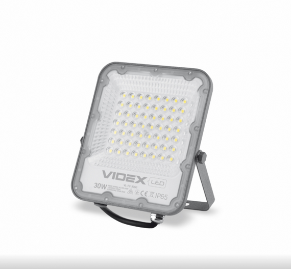 LED Прожектор 30W 5000К 220V сірий VL-F2-305G Premium Videx | Зображення 1