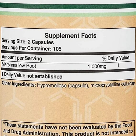 Комплекс для кожи, волос, ногтей Double Wood Marshmallow Root 1000 mg (2 caps per serving) 210 Caps | Зображення 1