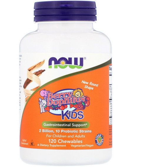 Пробіотик NOW Foods Berry Dophilus, Kids, 2 Billion 120 Chewables NF2949