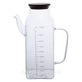 Емкость для масла и уксуса с бамбуковой крышкой 1 литр HP-34-2