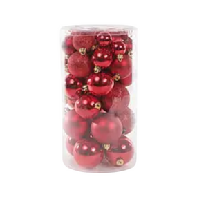 Набір ялинкових куль 40шт 6/5/4/3см червоний БОНА ДИ