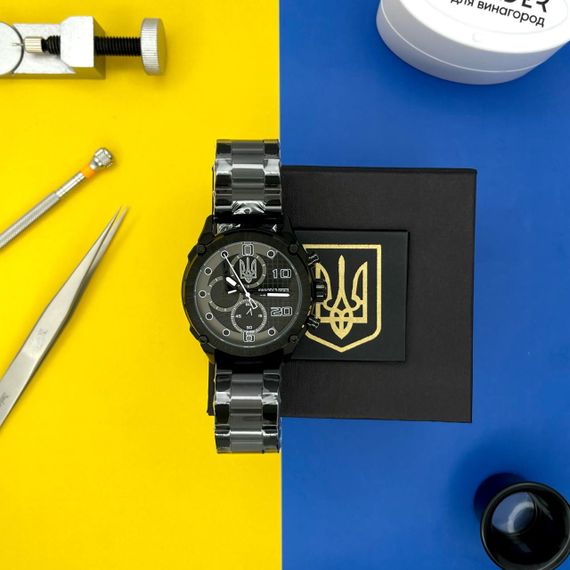 Чоловічий годинник Awarder 016 Тризуб срібло Black-Black Steel | Зображення 4