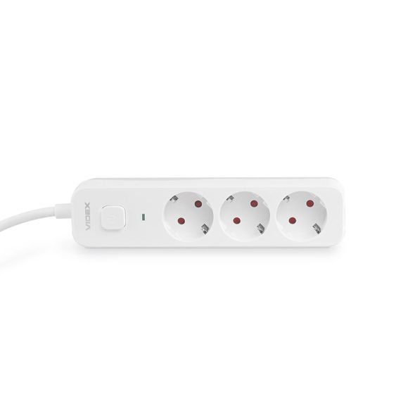 Мережевий подовжувач VIDEX ONCORD з/з 3п 3м (3x1.5мм) з кнопкою White | Зображення 3