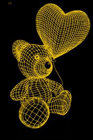 Акриловий світильник-нічник Ведмедик з серцем 3 жовтий tty-n000418