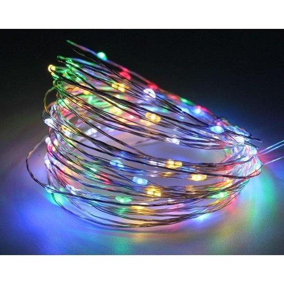 Новорічні гірлянди мідна дротяна лампа 100LED 10М БП 5В 220V (СП) RGB RD-7110 | Зображення 1