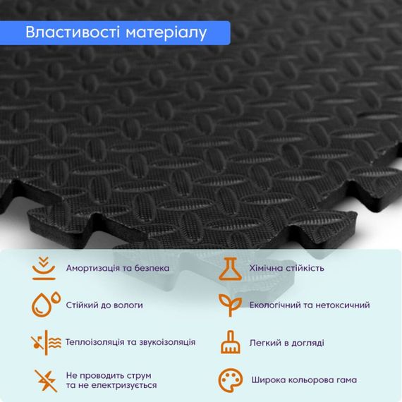 Пол пазл - модульное напольное покрытие черное 600x600x10мм (МР15) SW-00001169 | Зображення 3