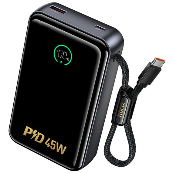Портативное ЗУ Power Bank Hoco Q54 Shine PD45W with cable 20000 mAh Metal gray