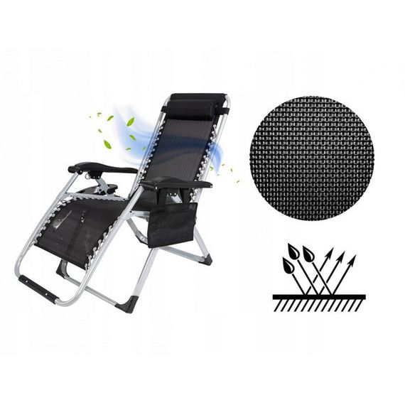 Шезлонги комплект 2шт Bonro BG-006 черный + карман (42400974) | Зображення 5