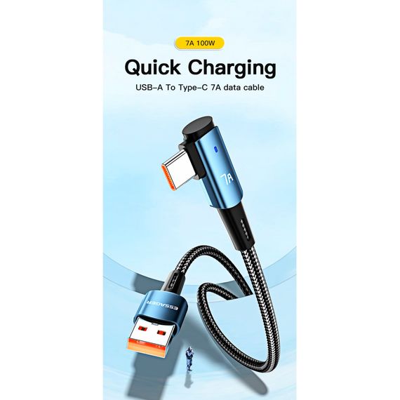 Дата кабель USB 2.0 AM to USB-C 2.0m 100W blue Essager (EXCWT7A-CGA03-P) | Зображення 1