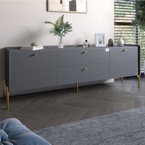 Тумба під телевізор з шухлядами LION Wood з золотими ніжками 180х50х40 см Антрацит (LION-043106)