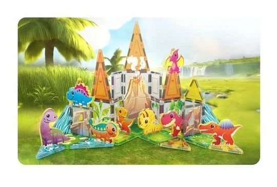Конструктор магнітний DINOSAUR SET з 8 фігурками динозаврів PTQ13/28848 PICASSO TILES, 38 деталей, у коробці | Зображення 6