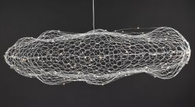 Люстра світлодіодна підвісна LED світильник для квартири на стелю лед 27660 Хром 25-200х50х120 см.