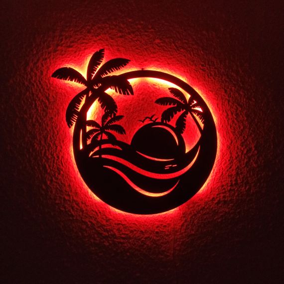 Панно декоративне картина на стіну Морський пейзаж LED 16 кольорів пульт 410х450 acr-p000056 | Зображення 3