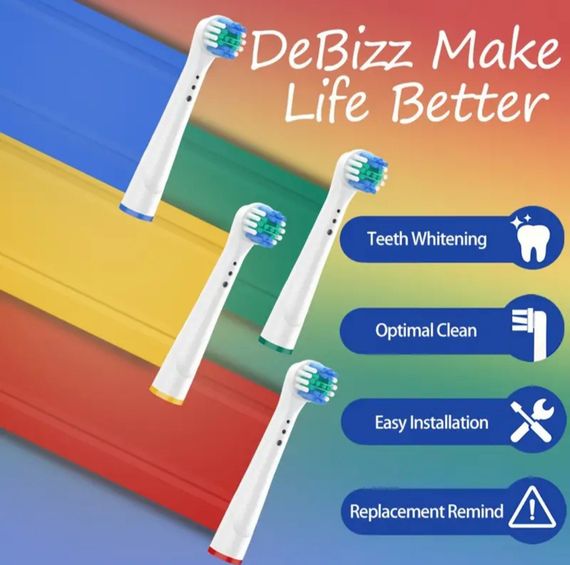 Сменные насадки для электрической зубной щетки Oral-B 4 шт., подходят для Precision Clean, Advance Power и др. | Зображення 4