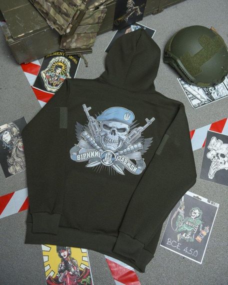 Худи CELEO на флисе  Вірний завжди олива ВТ7991