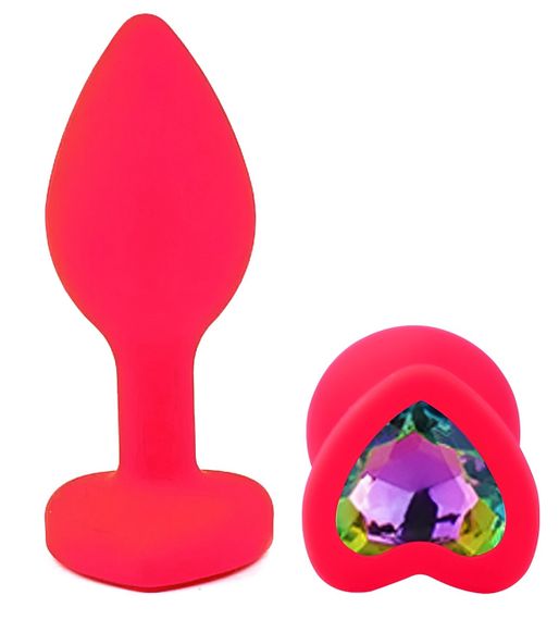Силіконова анальна пробка EGZO - Silicone Pink Heart Plug Rainbow, size S Sex Aura | Зображення 1