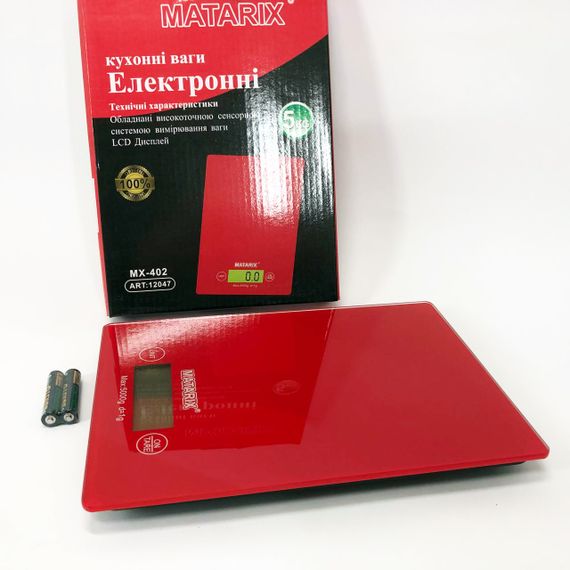 Ваги кухонні MATARIX MX-402 5 кг з дисплеєм, Ваги кухонні для продуктів домашні. Колір: червоний | Зображення 9