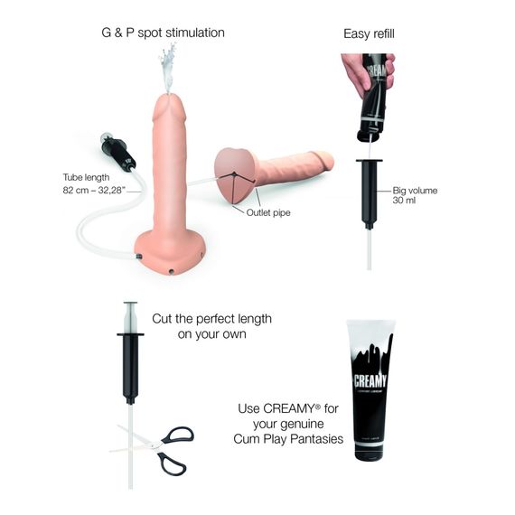 Фалоімітатор, що кінчає Strap-On-Me Squirting Cum Dildo Realistic Vanilla, діам. 3,5 см, силікон | Зображення 1