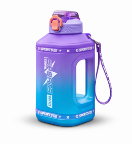 Эко-бутылка для воды SPORTS BOTTLE (1500 мл) - Фиолетово-голубой градиент со встроенной ручкой