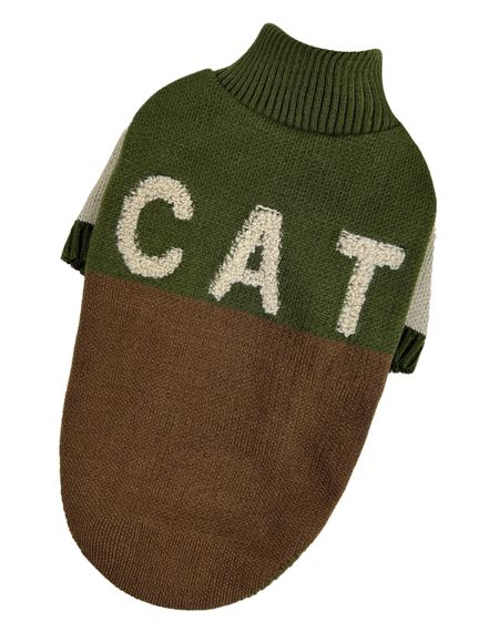 Светр для котiв в'язаний CAT коричневий хакі SC-11 | Зображення 2