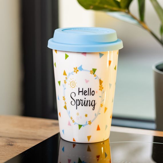 Фарфоровый стакан с силиконовой крышкой и отверстием для трубочки 420 мл RX-N240546HS | Зображення 3