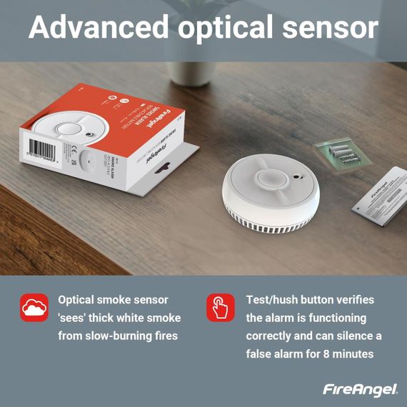 Димовий датчик FireAngel SB1-R – оптичний для дому з захистом від опіків, змінна батарея | Зображення 5
