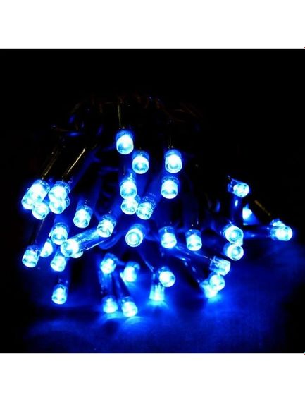 Светодиодная гирлянда электрическая Led на 100 светодиодов с контроллером зеленый провод Синий