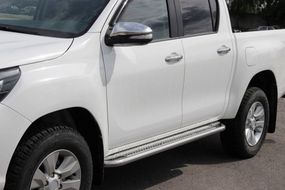 Бокові пороги KB001 (нерж) 60 мм для Toyota Hilux 2015-2024 рр